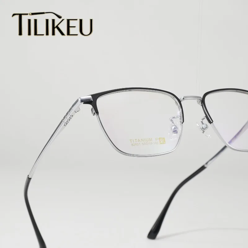 

Vintage Large Face Frame Men Ultralight Pure Titanium Business Square Glasses Frame Daily Reading Computer Office Eyeglasses Men