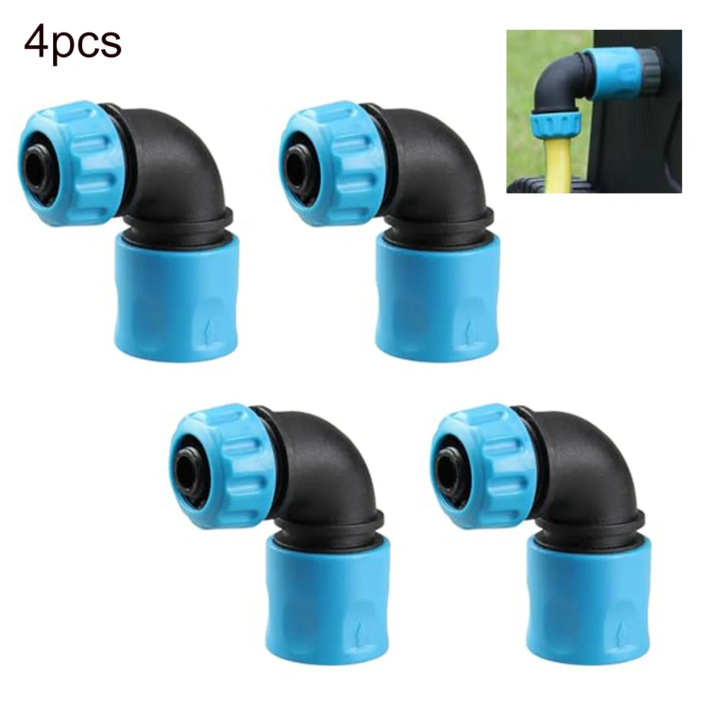 4pcs 90 Degree Hose Connectors Quick Coupling For 12-13mm Garden Watering Irrigation System ABS Elbow Adapter Set