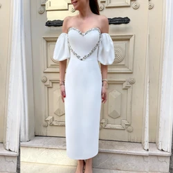 Jiayigong-Robe de Soirée de Mariage Mi-Longue en Jersey à Paillettes, Vêtement Droit à Épaules Dénudées, sur Mesure, Arabie Saoudite