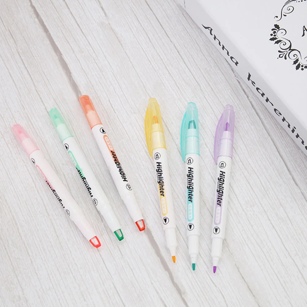 6-delige Dual-Tips Markeerstift Pastel Marker Markeerstiften Studenten Briefpapier Pen Schrijven