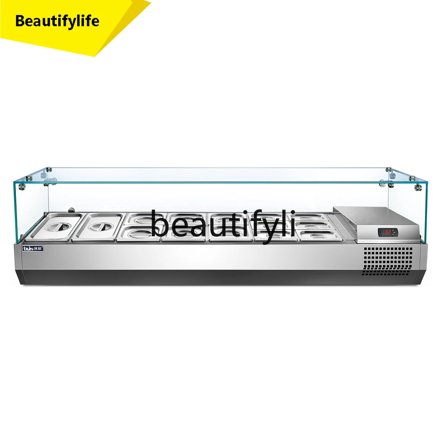 

L04 Fresh-Keeping Countertop Refrigerated Display Counter Desktop Pizza Operation Table Dessert Ordering Cold Cabinet