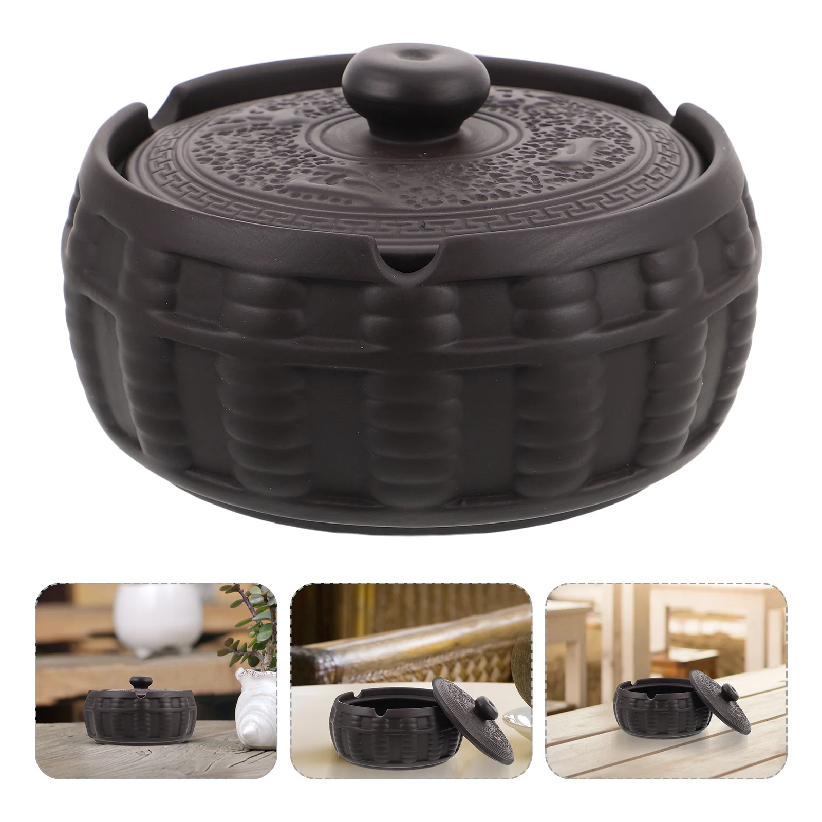 

Ashtray for Camping Holder Ashtrays Garden Dark Brown Events Home Ceramic