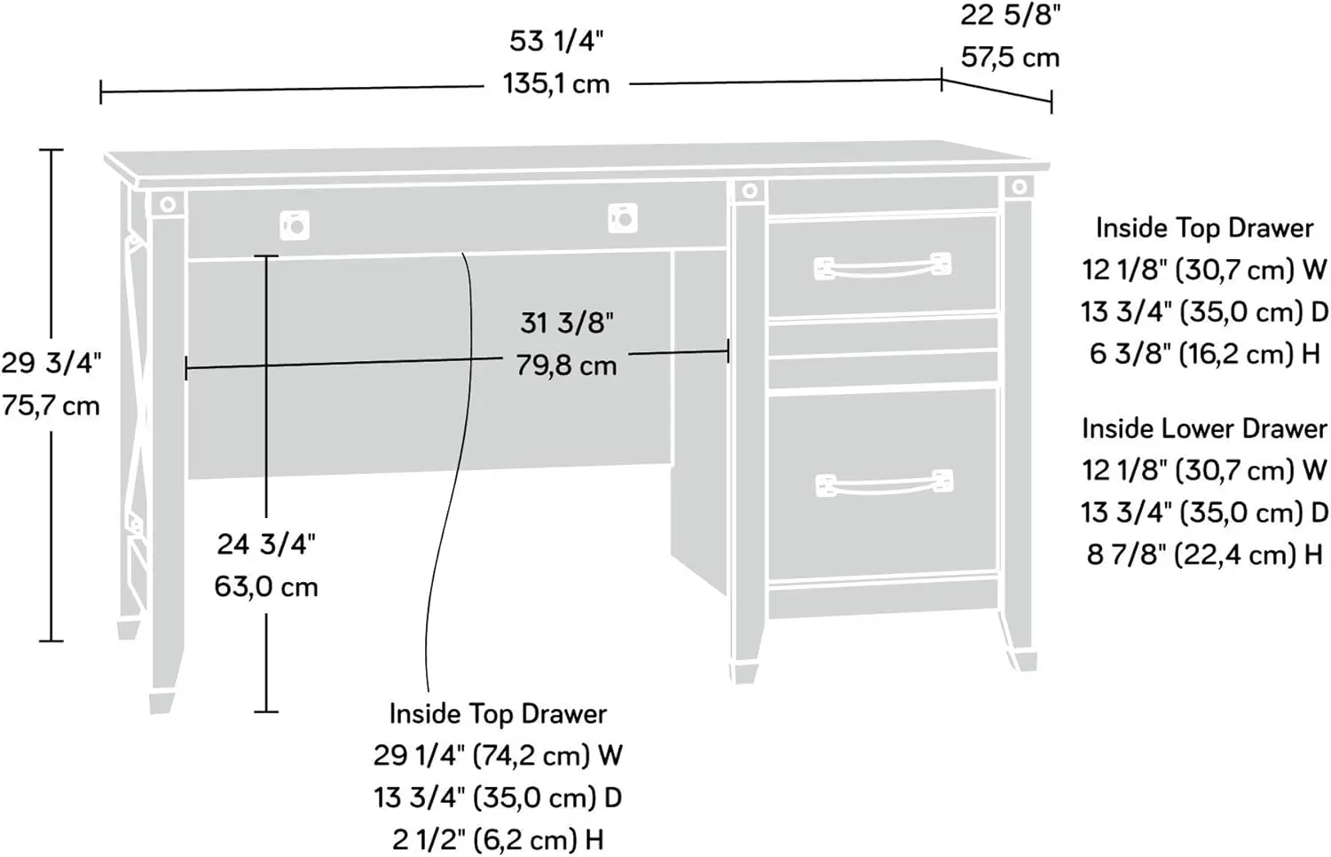 Sauder Carson Forge Desk, Washington Cherry finish