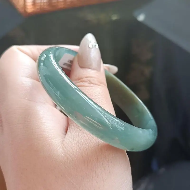 Grade A , fine and smooth, ice-type, aquamarine jadeite, bracelet size 59