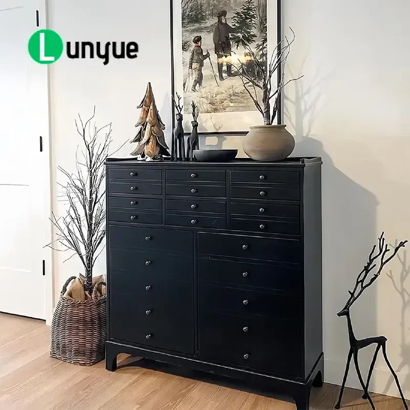 American Light Luxury Solid Wood Porch Cabinet Post Modern Simple Decorative Storage Side Cabinet French Retro Bucket Cabinet