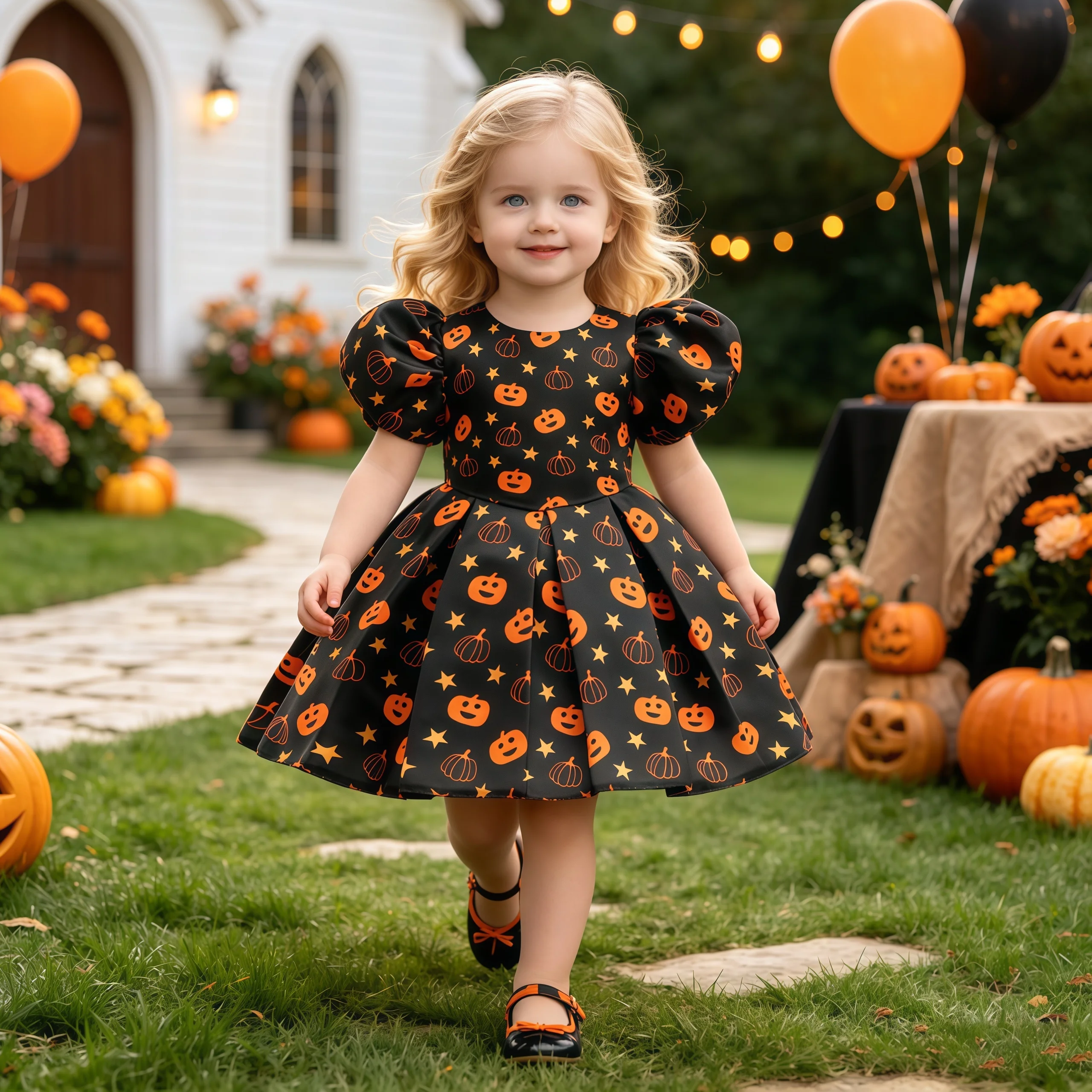 Toddler Pumpkin Halloween Party Girls Dress 1st Birthday Bridesmaids Wedding Banquet Dress Girl Witch Christmas Prom Kid Clothes