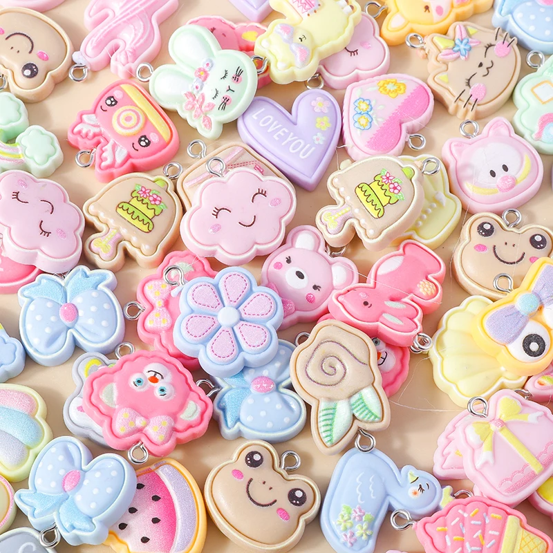 Leslie 15pcs Colorful Resin Animal Unicorn Rabbit Cat Alpaca Charms for Bracelet Necklace Handmade Jewelry Making Accessories