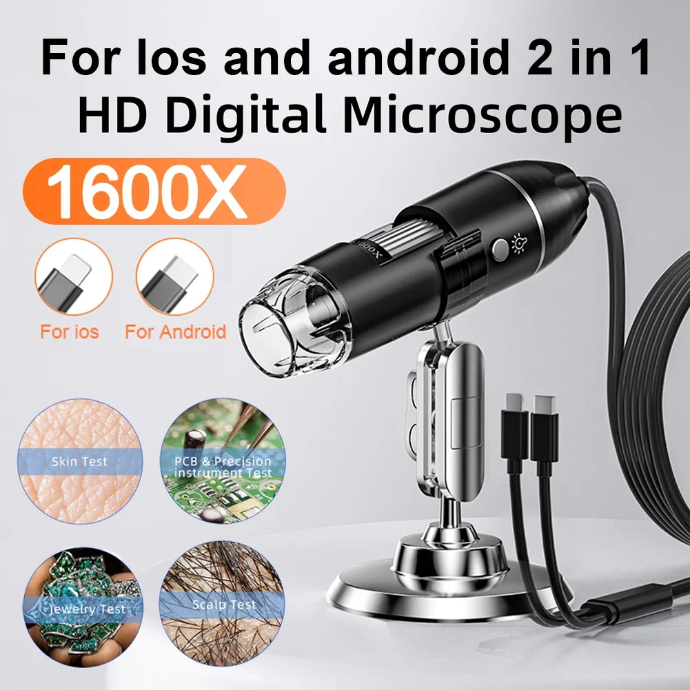 1600X USB Digital Microscope for IOS Android Magnification Handheld Wireless Electronic Microscope for Jewelry Photo Video