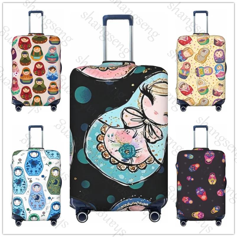 Russian nesting dolls Travel suitcase protective case, suitcase cover, elastic protection, washable Luggage cover, 18-32 in