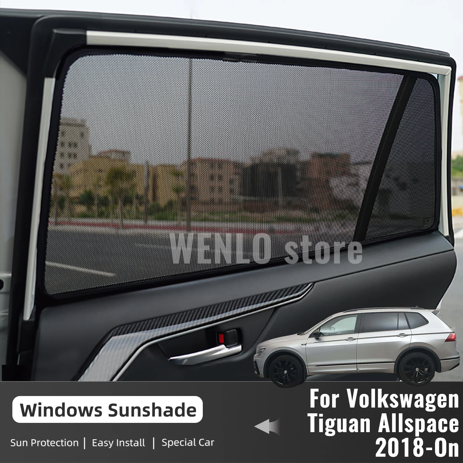 Osłony przeciwsłoneczne na okna samochodowe, magnetyczne, siatkowe, chroniące przed słońcem, do Volkswagen VW Tiguan Allspace 7-osobowy 2018-2024, ochrona dla dzieci.