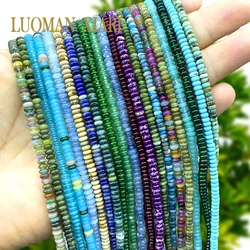 2x4mm Rondelle Natural Stone Onyx Turquoise Emerald Chalcedony Abacus Spacer Beads for Jewelry Making DIY Bracelets Accessories