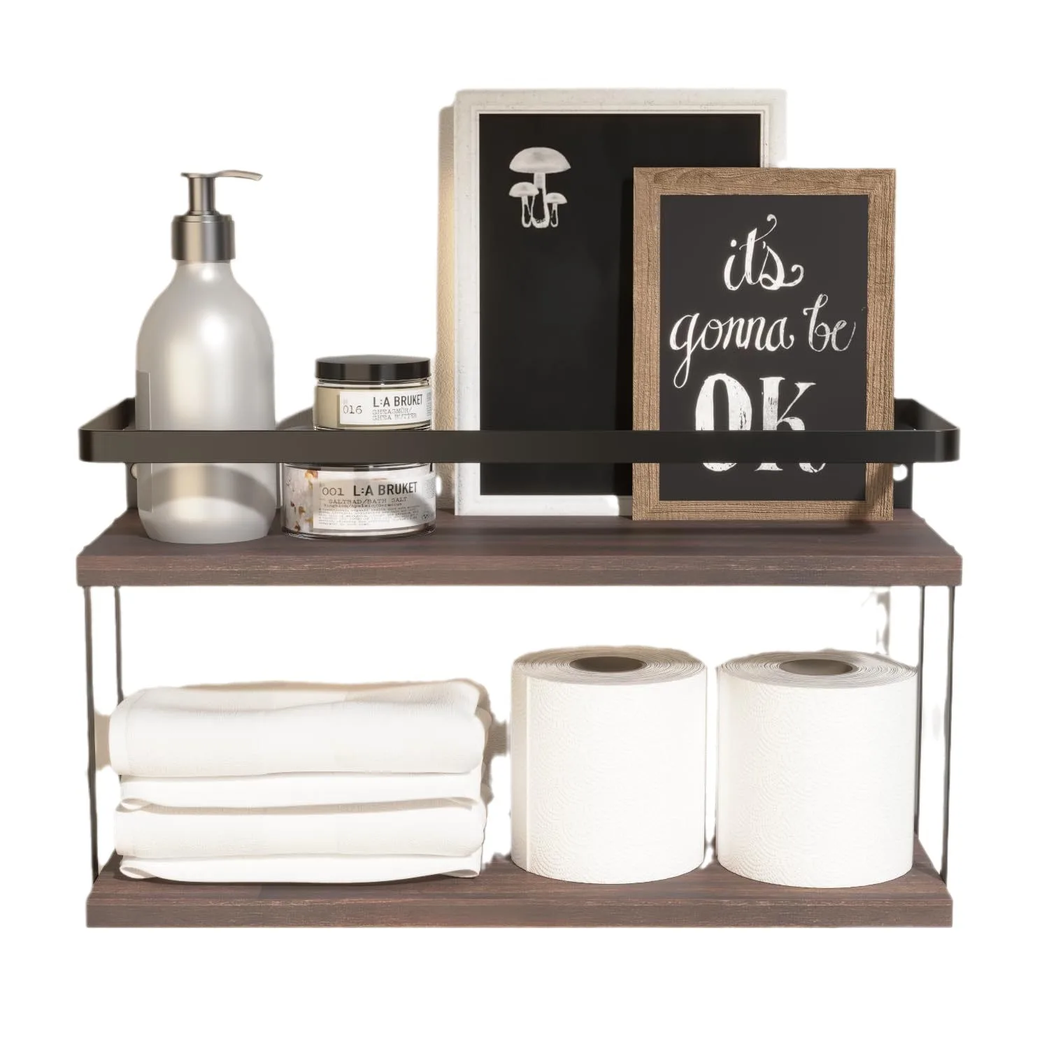 

Деревянная настенная полка для хранения на кухне, многоярусная настенная полка для ванной комнаты, деревянная двухъярусная полка для хранения салфеток