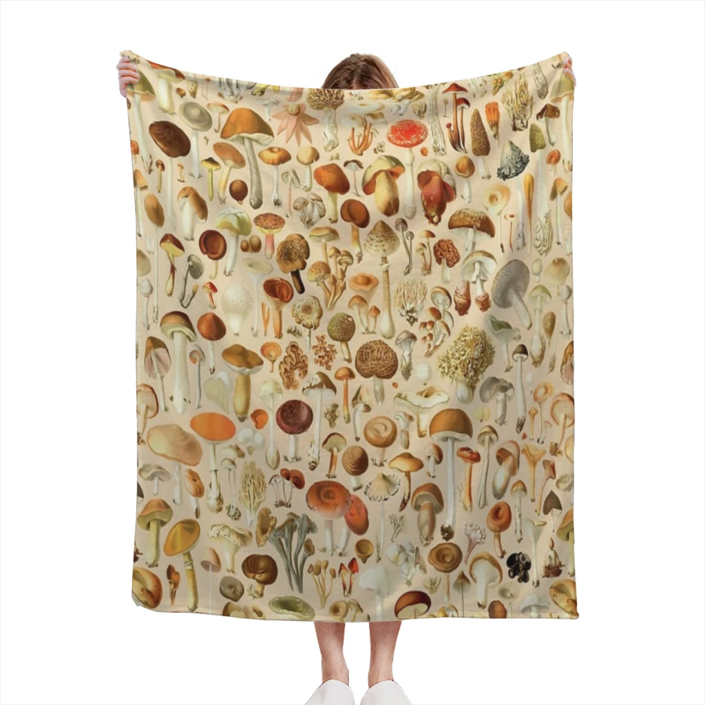 

Vintage Mushroom Designs Summer Blanket Thin Blanket for Couch Sofa Warmth Bed Artificial Flannel Blankets Comfortable