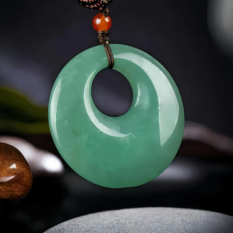 

Natural Dongling Jade Peace Buckle Pendant Jadeite Green Raw Stone Men's and Women's Necklaces Exquisite Fashion Jewelry Gifts