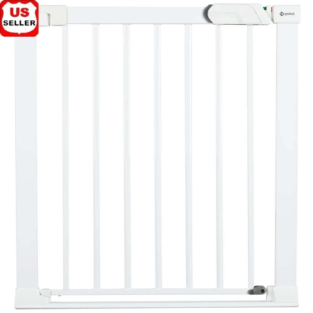 

Adjustable Flat Step Baby Gate Safety Child Barrier Pressure Mounted Stairs Hallways Doorways Easy Access SecureTech Lock