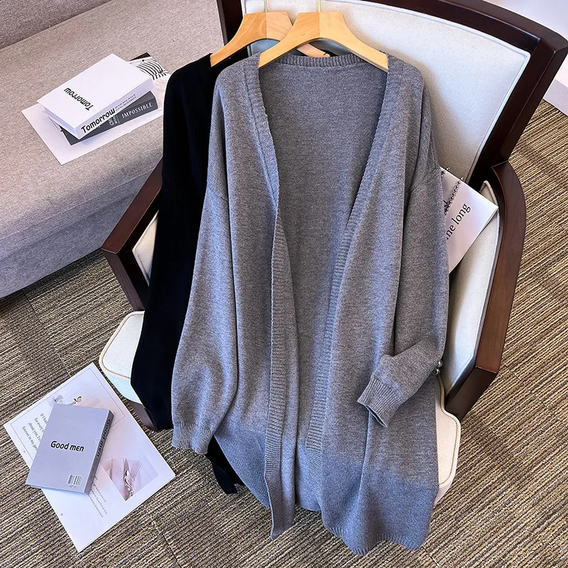 100/150/175kg Large Women\'s Knitted Cardigans Coat Bust 150/160cm Thickened Long Cardigan Sweaters 6xl 7xl Cardigans Women