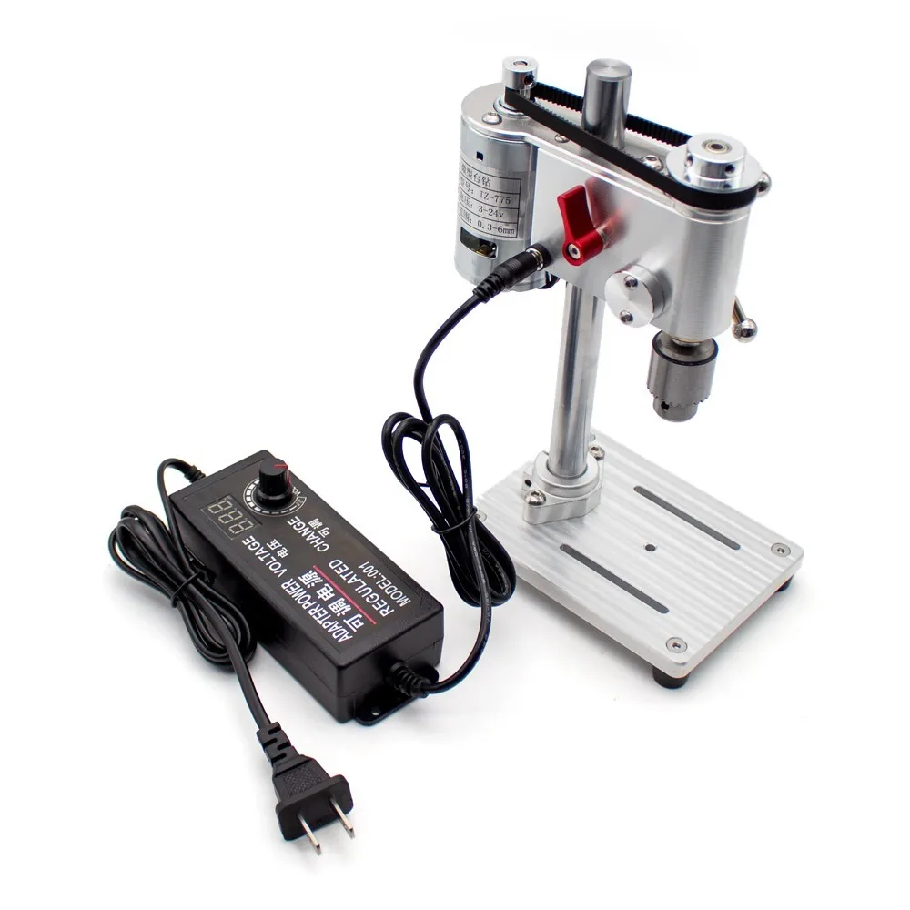 Mini Bench Drill 0.3-6MM Micro Drilling Machine Watch Repair Tool with Speed Adjustable Power Adapter 775 Motor