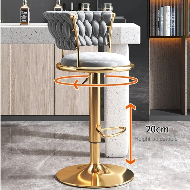 Nordic Household Backrest High Bar Stools Modern Commercial Bar Chairs Liftable Swivel Bar Stools er Kitchen Furniture