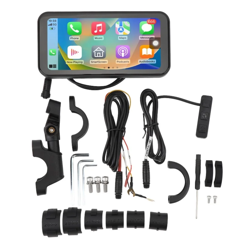 6.25inch Motorcycle Wireless Touch Screen For Carplay For Android Auto Water Resistant Portable Motorbike GPS Navigation System