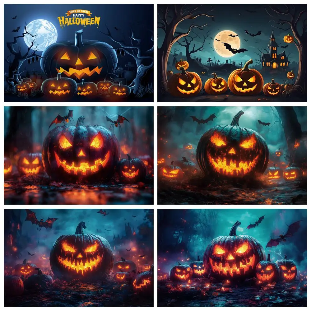 

Halloween Pumpkin Lanterns Backdrop Baby Kids Portrait Birthday Party Photography Background Decor Banner Photo Studio Props