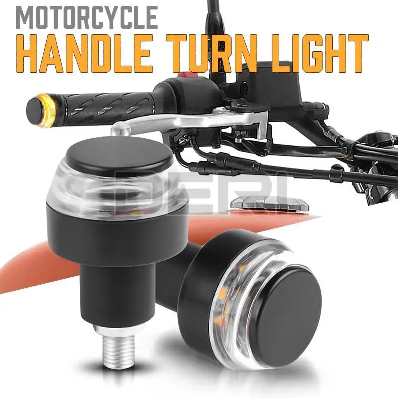 LED Turn Signals para a motocicleta Handle Bar, End Blinker, 22mm Handlebar, Amber Grip Plug, luz de sinal, lâmpada intermitente