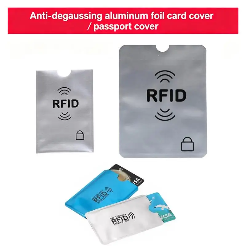 10pcs Anti-Scan Card Sleeve RFID Card Protector Anti-magnetic Aluminum Foil Portable Credit Bank Card Holder Passport Cover