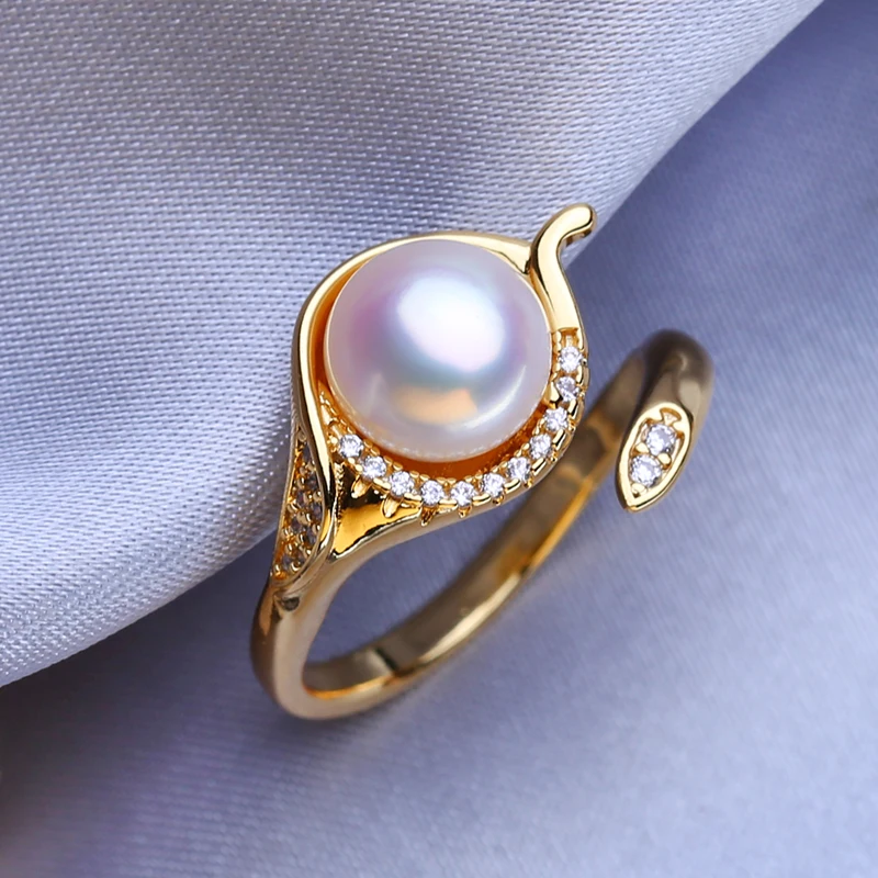 FENASY Natural Freshwater Pearl Rings New Fashion Trendy Party Gold Color Adjustable Rings For Women Wholesale