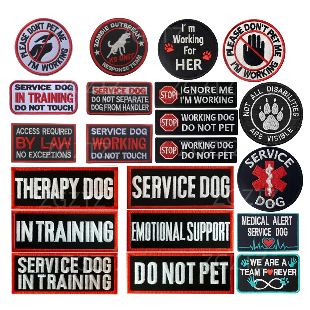 Service Dog Beast Mode On Off Embroidered Patch Working Dog In Training Emblem Badge K9 Patch For Pet Vest Harnesses