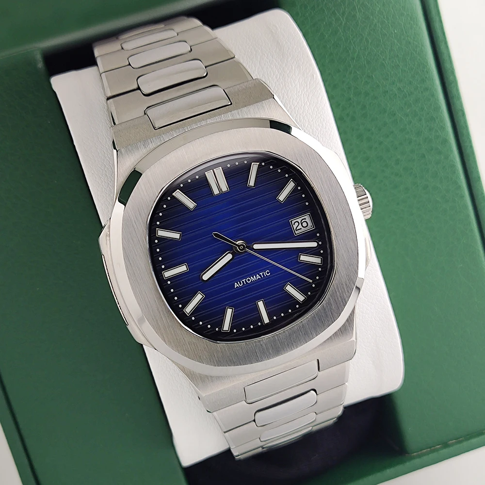 Orologio da uomo da 40 mm, cassa in acciaio inossidabile, movimento meccanico NH35, adatto per l'installazione di accessori per orologi Nautilus