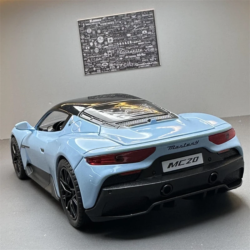 1:22 mc20 carro esportivo liga modelo de carro som e luz puxar para trás presentes de brinquedo das crianças carro de brinquedo fundido