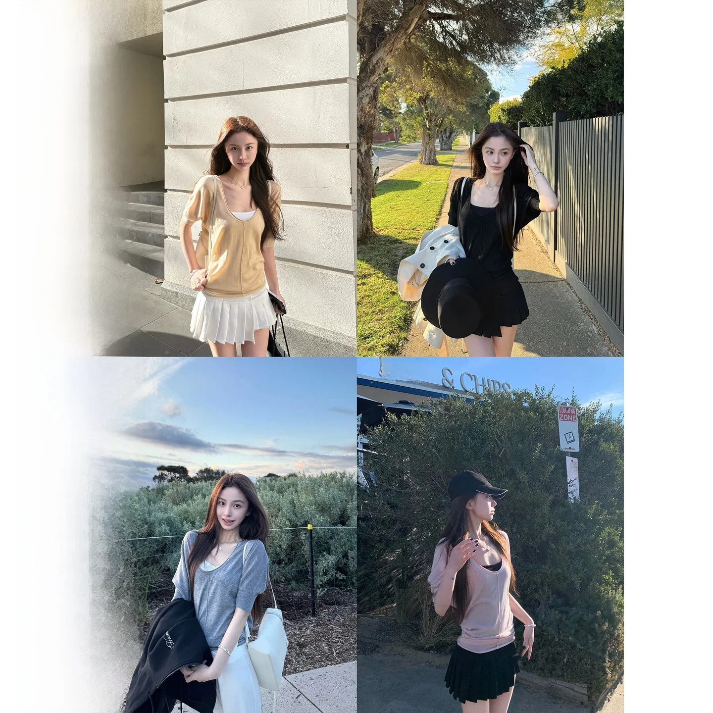 

YUYUREAL Soft2.0 Комфортный вязаный топ с V-образным вырезом и рукавом до локтя для ранней осени и плиссированная юбка — комплект из двух предметов для женщин