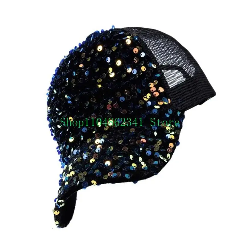 652F Outdoor Sports Hat Mountain Camping Baseball Hat with Eye-Catching Sequins Unique Sports Caps Stylish Hat