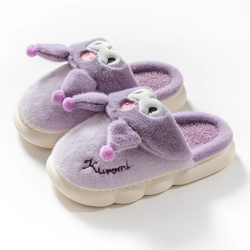 Sanrio Hello Kitty zapatilla para mujer Linda melodía de dibujos animados invierno cálido zapatilla plataforma antideslizante casa zapatilla niños Kuromi zapatos