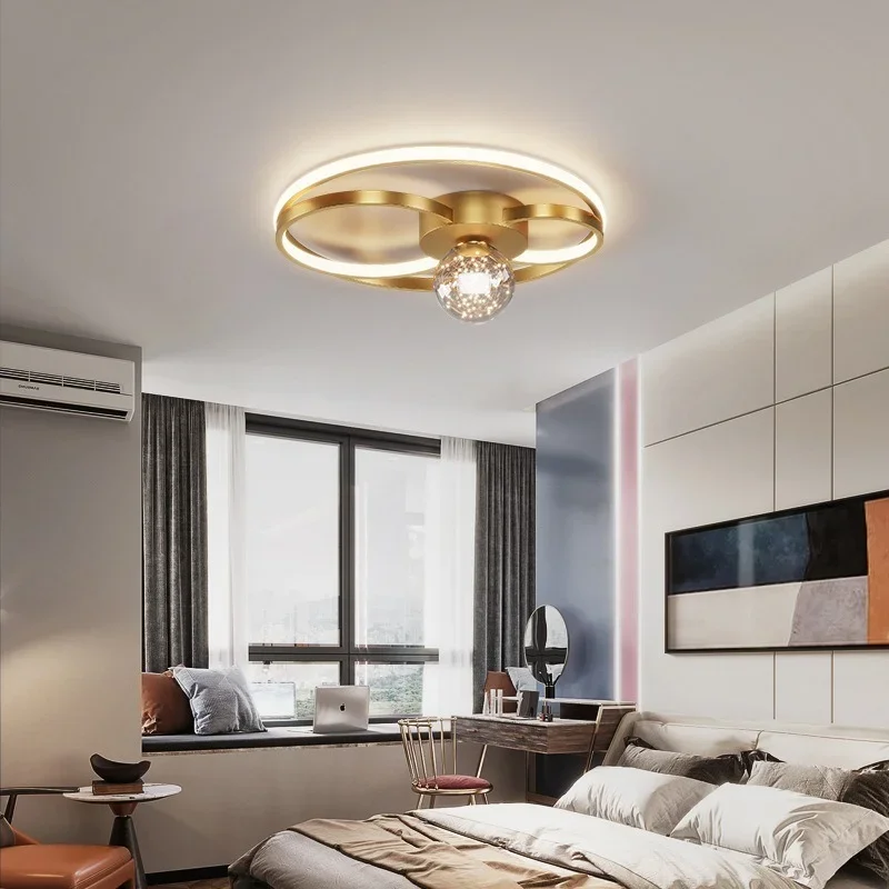 

Modern Round Led Ceiling Lamp with Black Glass Ball Chandelier Dimmable for Bedroom Living Room Kitchen Indoor Decoration