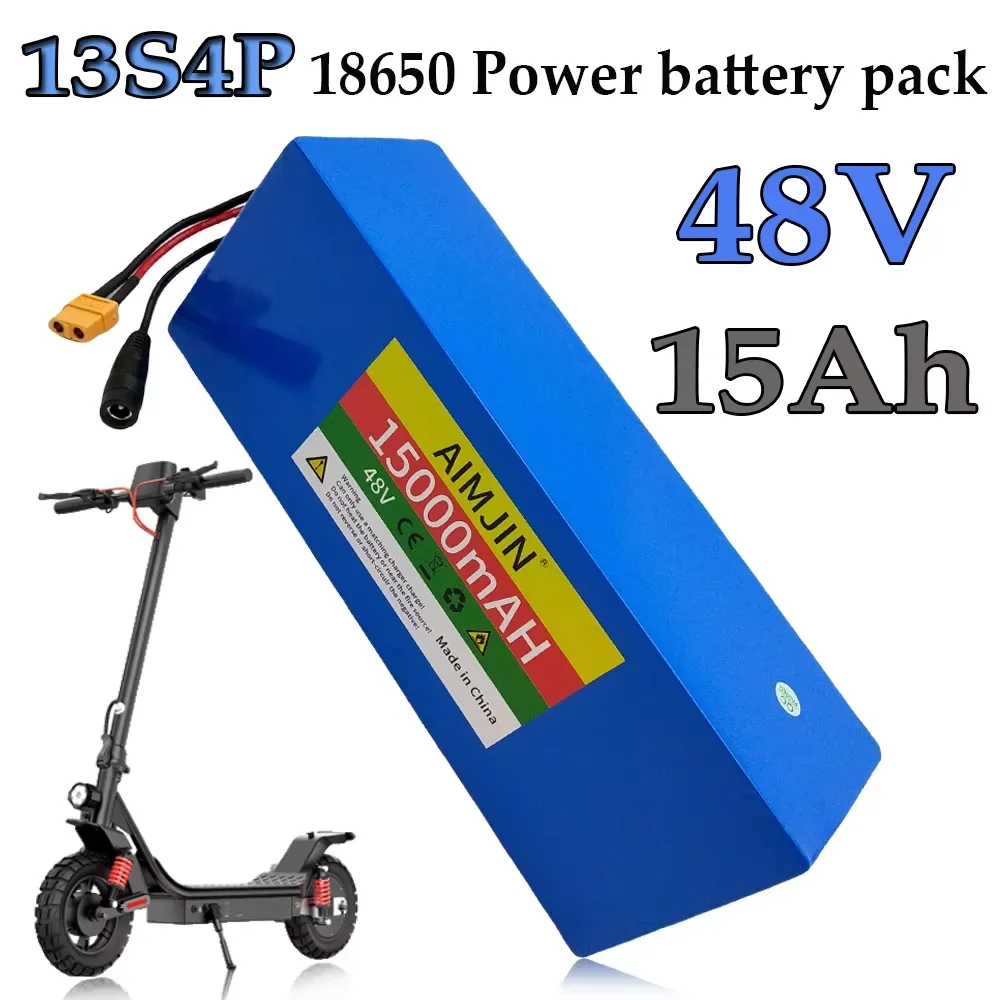 

18650 литиевый аккумулятор 13S4P 48 В 15000 мАч, для электрического скутера, велосипеда, литий-ионные сменные аккумуляторы с BMS
