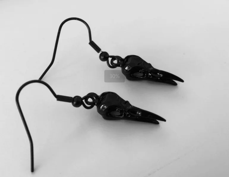 Crow Raven Bird Skull Earrings Gothic Animal Witch Ear Wizard Halloween Goth Jewelry
