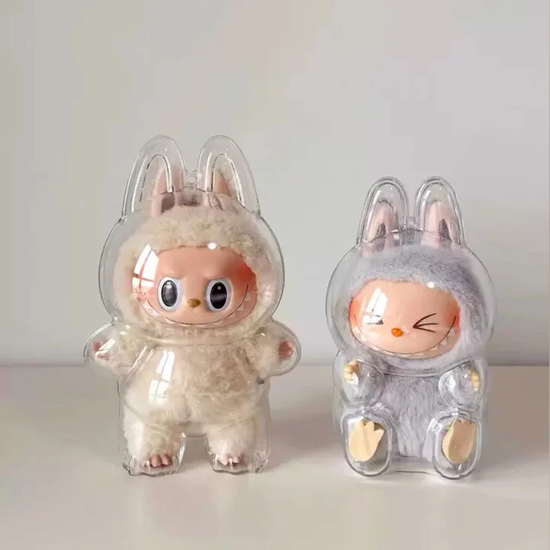 For Labubu Transparent Protective Cover Monster Labubu V1 V3 V2 Sit Party Transparent Protective Monster Toy Storage Case