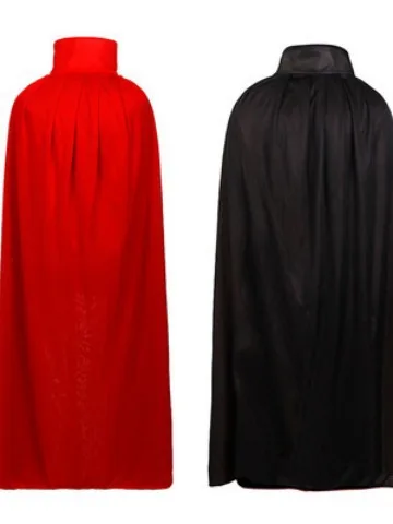 Reversible Black Red Vampire Hooded Stand-up Collar Cape Halloween Devil Wizard Cosplay Clook for Adult Party Costume