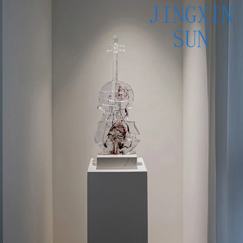 Simple violin sculpture ornament Floor-to-ceiling artwork Hotel clubhouse Music dining bar Model room Modern decoration
