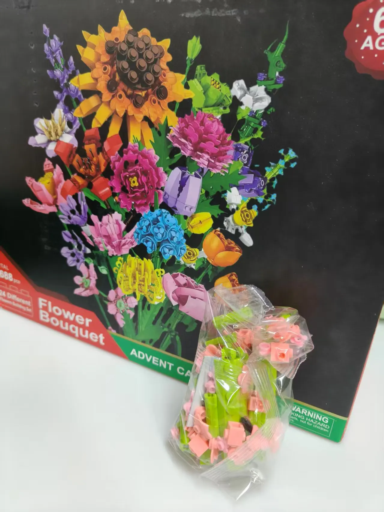 

Рождественский букет, материал, Адвент-календарь, 24-дневный обратный отсчет, строительные блоки, сборка, глухая коробка, украшение для домашнего стола, милые подарки