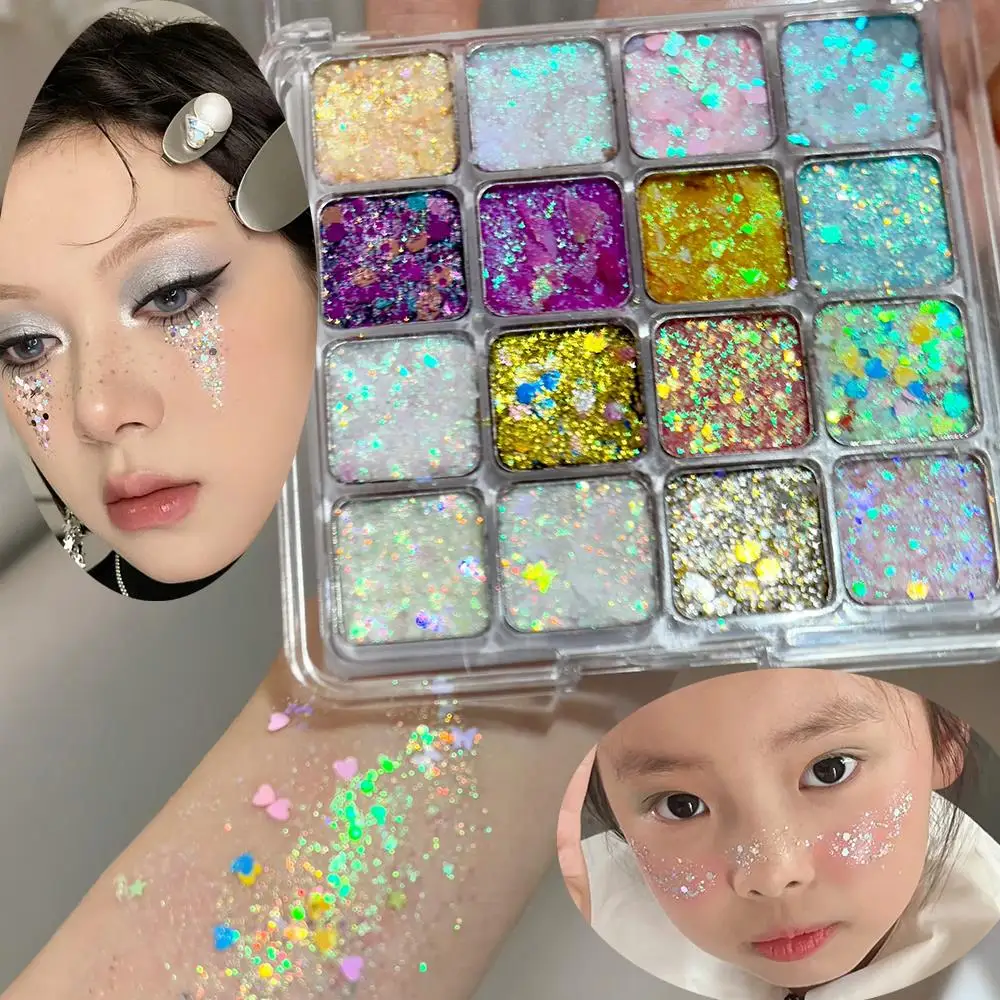 9/16 لون بلينغ مسمار الترتر عينيه لوحة مختلط الشكل رقائق الجمال للجسم/الأظافر/الوجه/العيون زينة ماكياج الهالوين