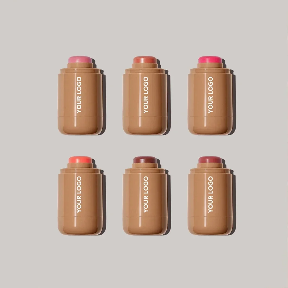 Bâton de fard à joues 2 en 1, 6 couleurs, marque privée, Logo personnalisé, Pigment lisse longue durée, imperméable, lèvres, joues, Rouge, crème, maquillage, vente en gros