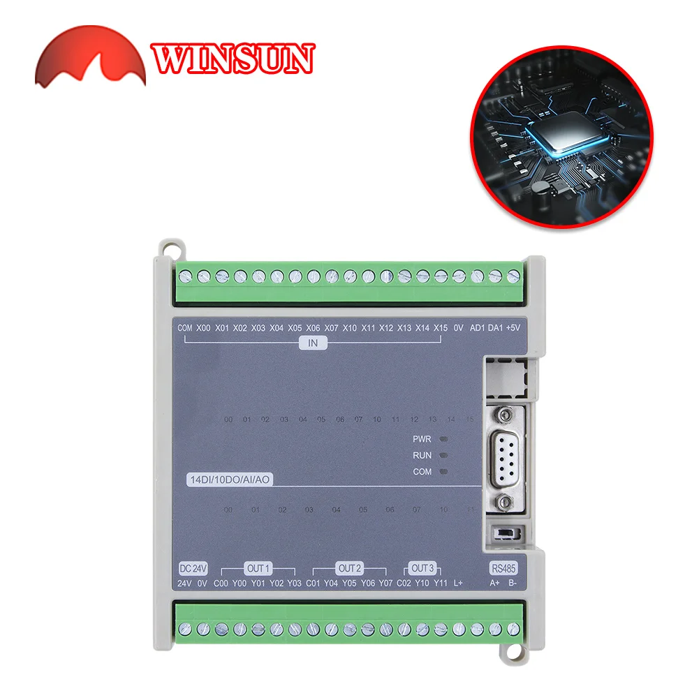 

Newly Update FX3U-24MR RS485 Modbus 14 In 10 out Relay AO AI Analog plc controller RTU communication