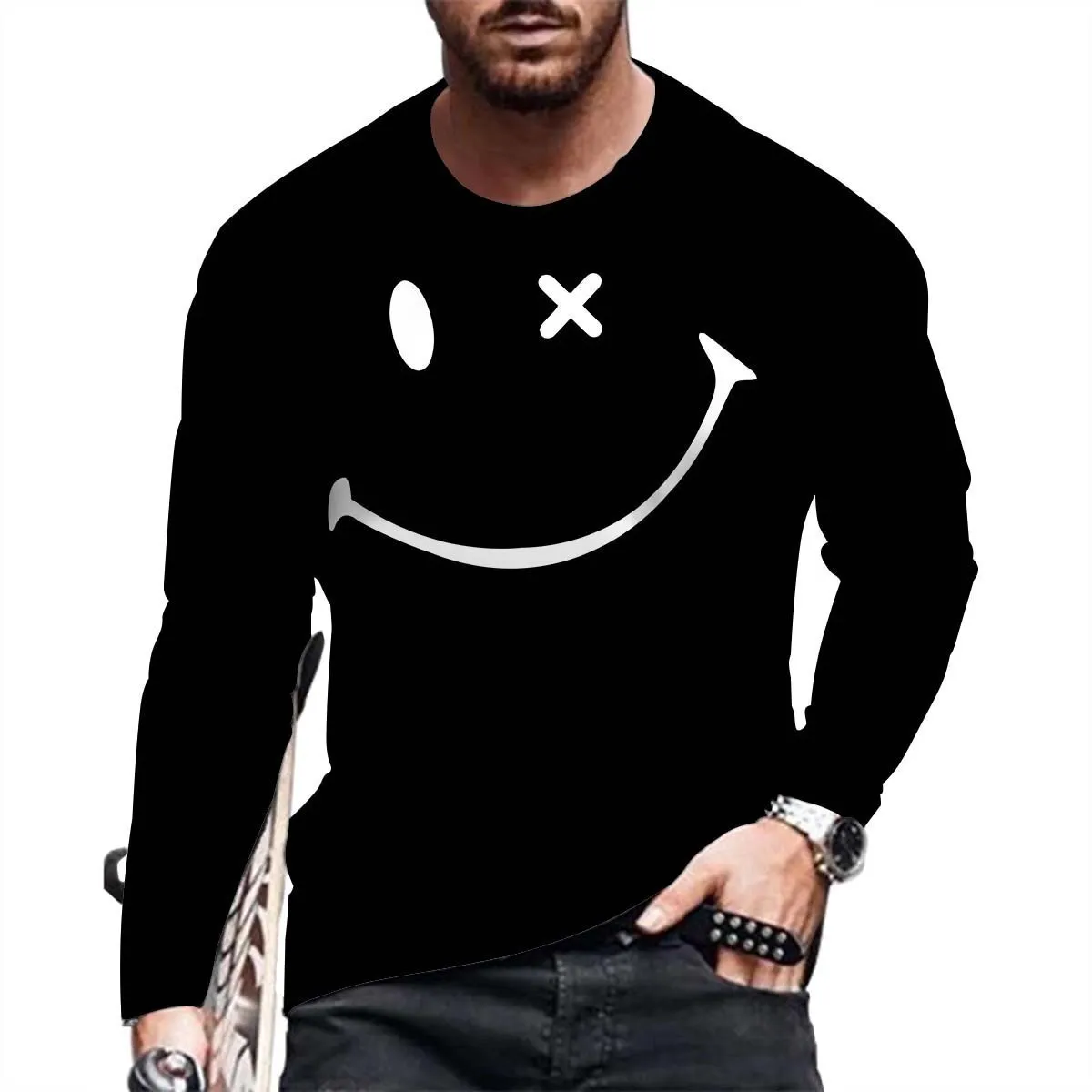 2023 New Man's round neck Long Sleeve Tee's Fashion and Casual Men Printed T Shirt large size men's clothing XS-5XL