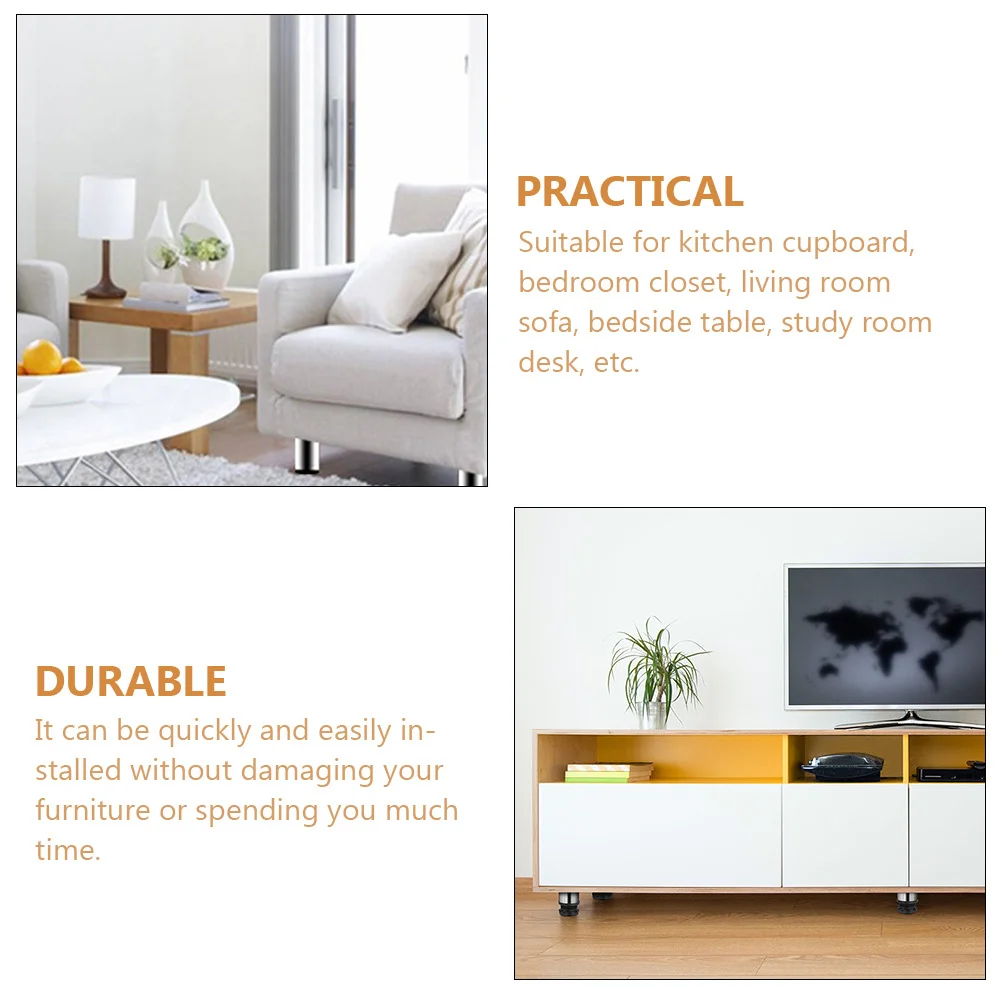 6 Pcs Adjustable Stainless Steel Furniture Legs Heavy Duty Table Desk Cabinet Sofa Bed Replacement Feet Durable Modern Design