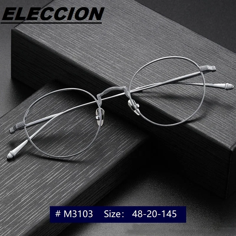 

ELECCION Brand Design Titanium Spectacles Men 2023 New Full Rim Round Frame Optics Myopia Eyeglass Eyeglasses Women M3103