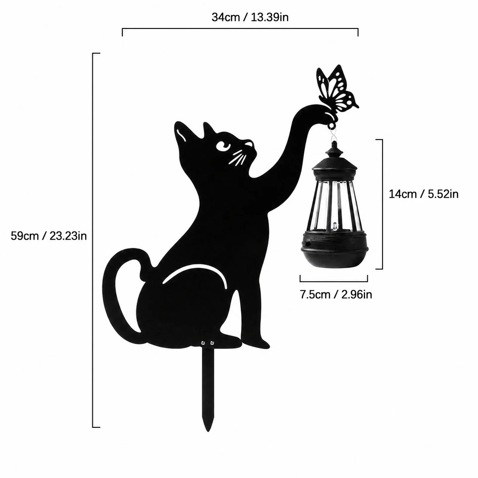 Garden Decorative Lights Black Cat Lantern Solar-powered Light Wrought Light for Outdoor Garden Patio Decoration