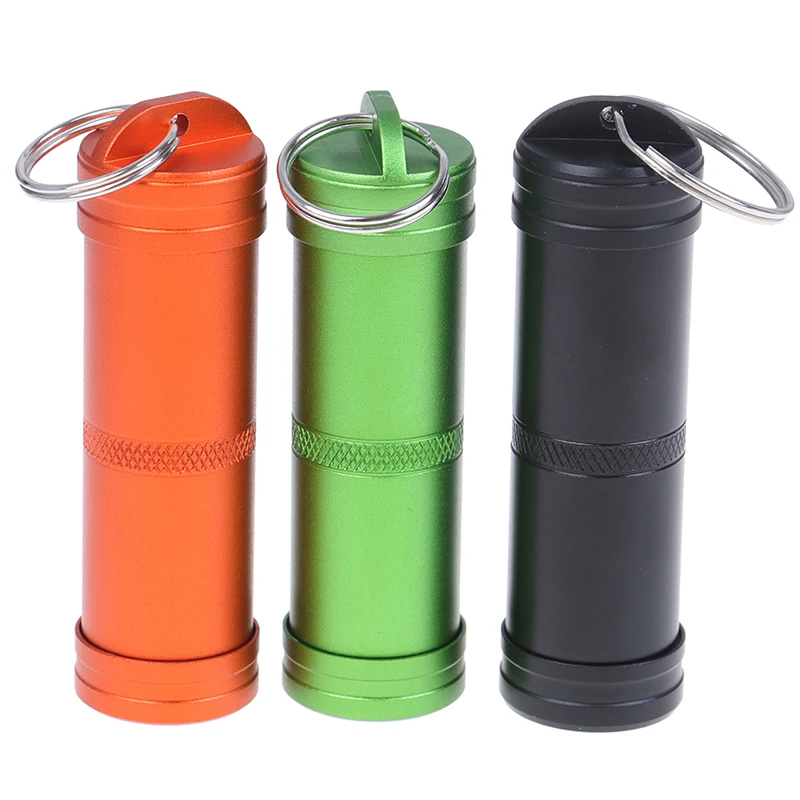 

Aluminum Alloy Sealed Waterproof Medicine Box Mini Waterproof Capsule Seal Bottle Outdoor EDC Survival Pill Box Tank Case