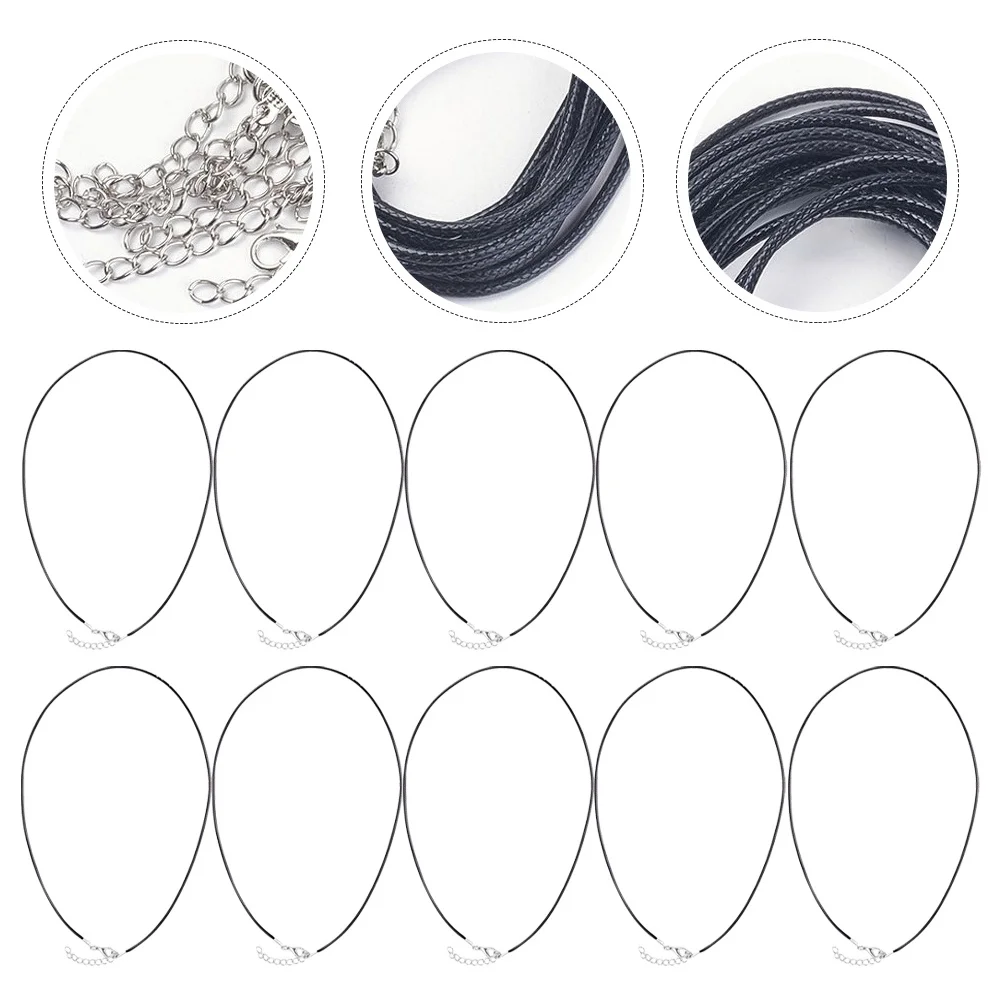

10pcs Necklace Cord With Clasp Black Wax Cord For Pendant Diy Jewelry Making Supplies Multi-Function String Rope Craft Projects