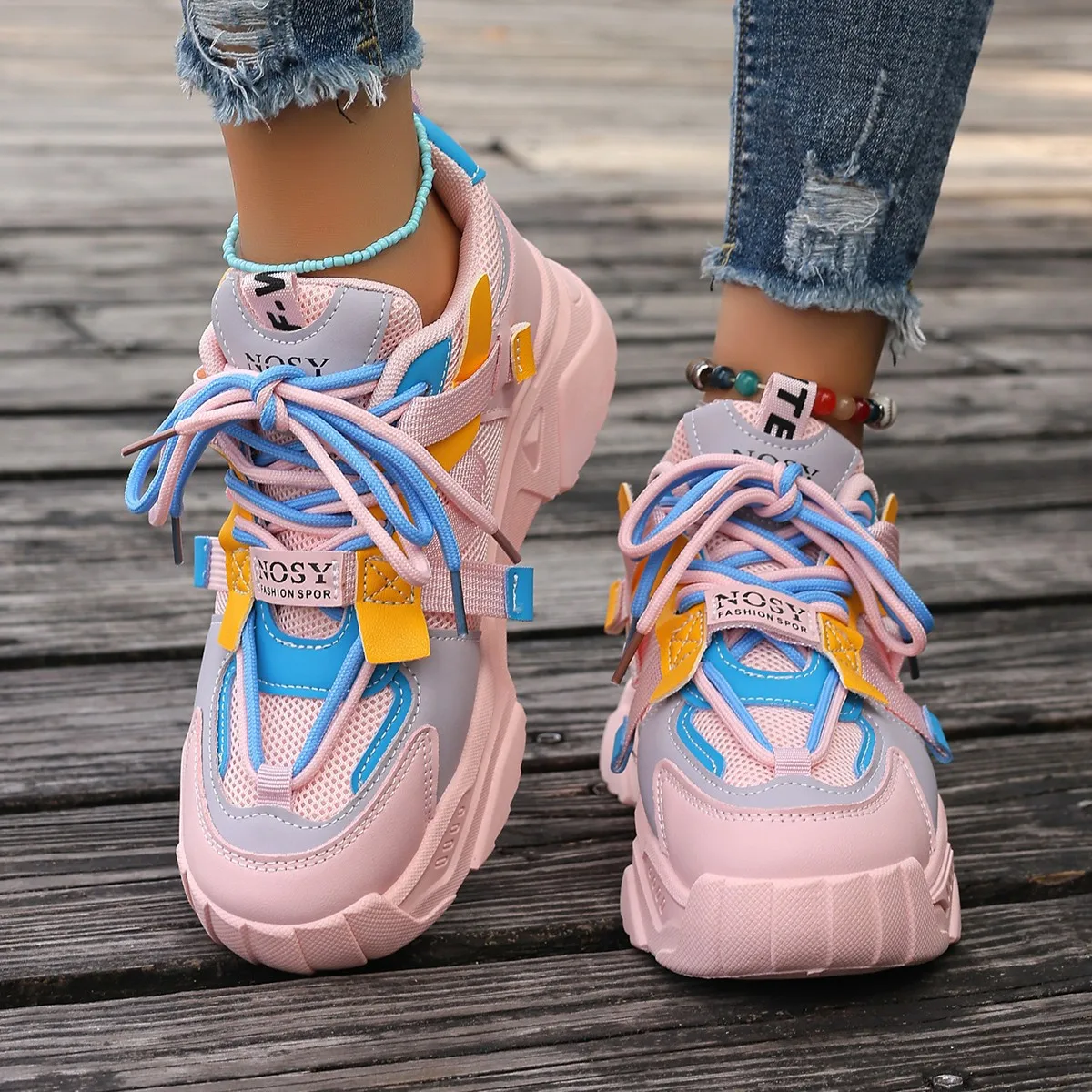 Dad shoes, sports shoes, new spring and autumn women's mesh breathable soft soles, versatile and comfortable running shoes